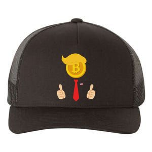 Bitcoin Trump Hair Cryptocurrency President Trump 45 47 Maga Yupoong Adult 5-Panel Trucker Hat