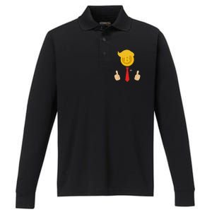 Bitcoin Trump Hair Cryptocurrency President Trump 45 47 Maga Performance Long Sleeve Polo