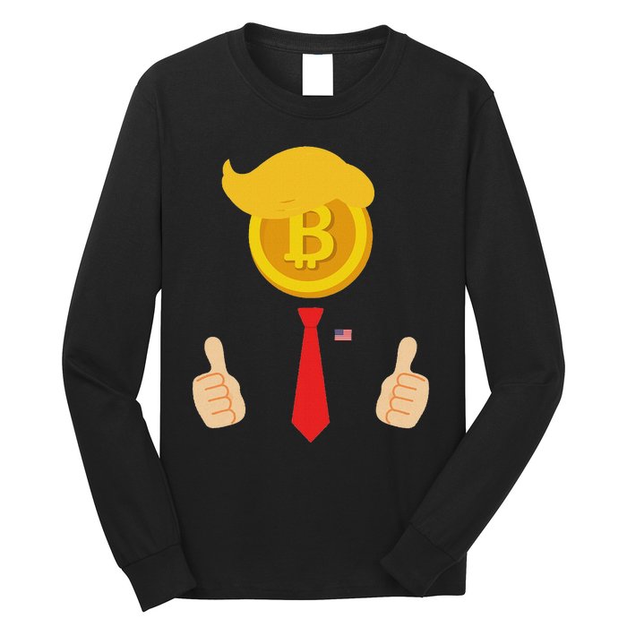 Bitcoin Trump Hair Cryptocurrency President Trump 45 47 Maga Long Sleeve Shirt