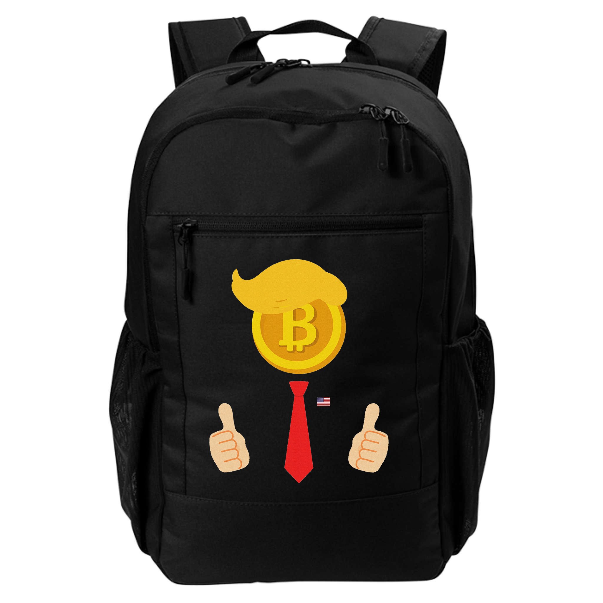 Bitcoin Trump Hair Cryptocurrency President Trump 45 47 Maga Backpack