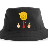 Bitcoin Trump Hair Cryptocurrency President Trump 45 47 Maga Sustainable Bucket Hat