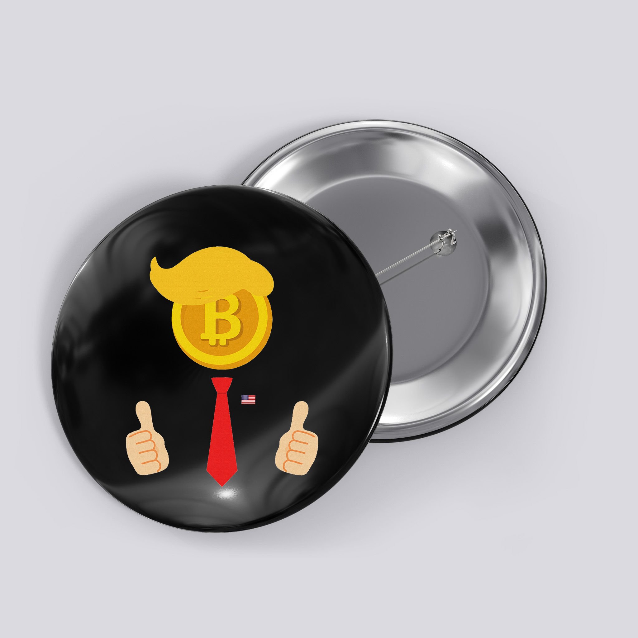 Bitcoin Trump Hair Cryptocurrency President Trump 45 47 Maga Button