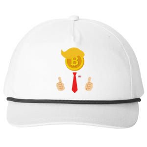 Bitcoin Trump Hair Cryptocurrency President Trump 45 47 Maga Snapback Five-Panel Rope Hat