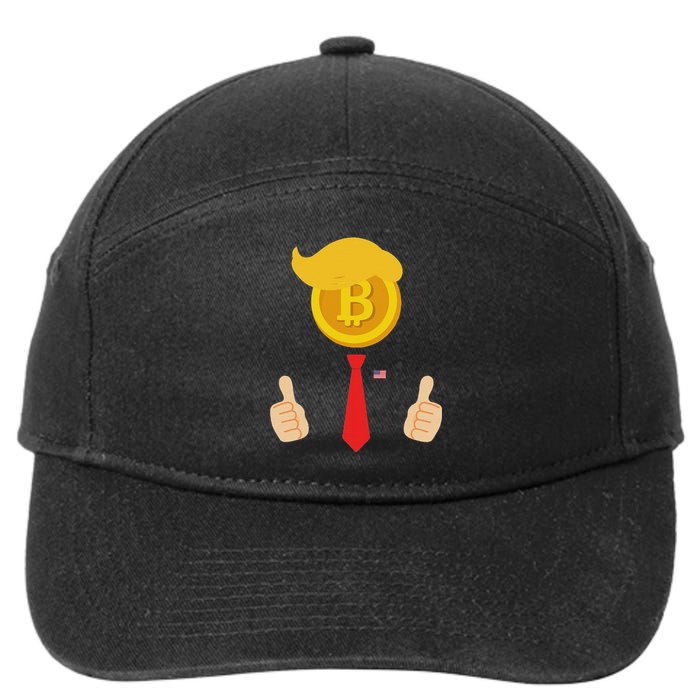 Bitcoin Trump Hair Cryptocurrency President Trump 45 47 Maga 7-Panel Snapback Hat