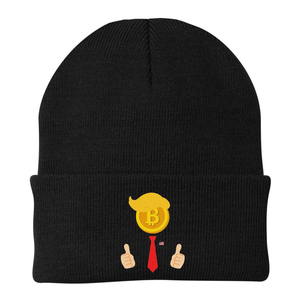 Bitcoin Trump Hair Cryptocurrency President Trump 45 47 Maga Beanie