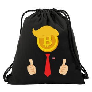 Bitcoin Trump Hair Cryptocurrency President Trump 45 47 Maga Drawstring Bag