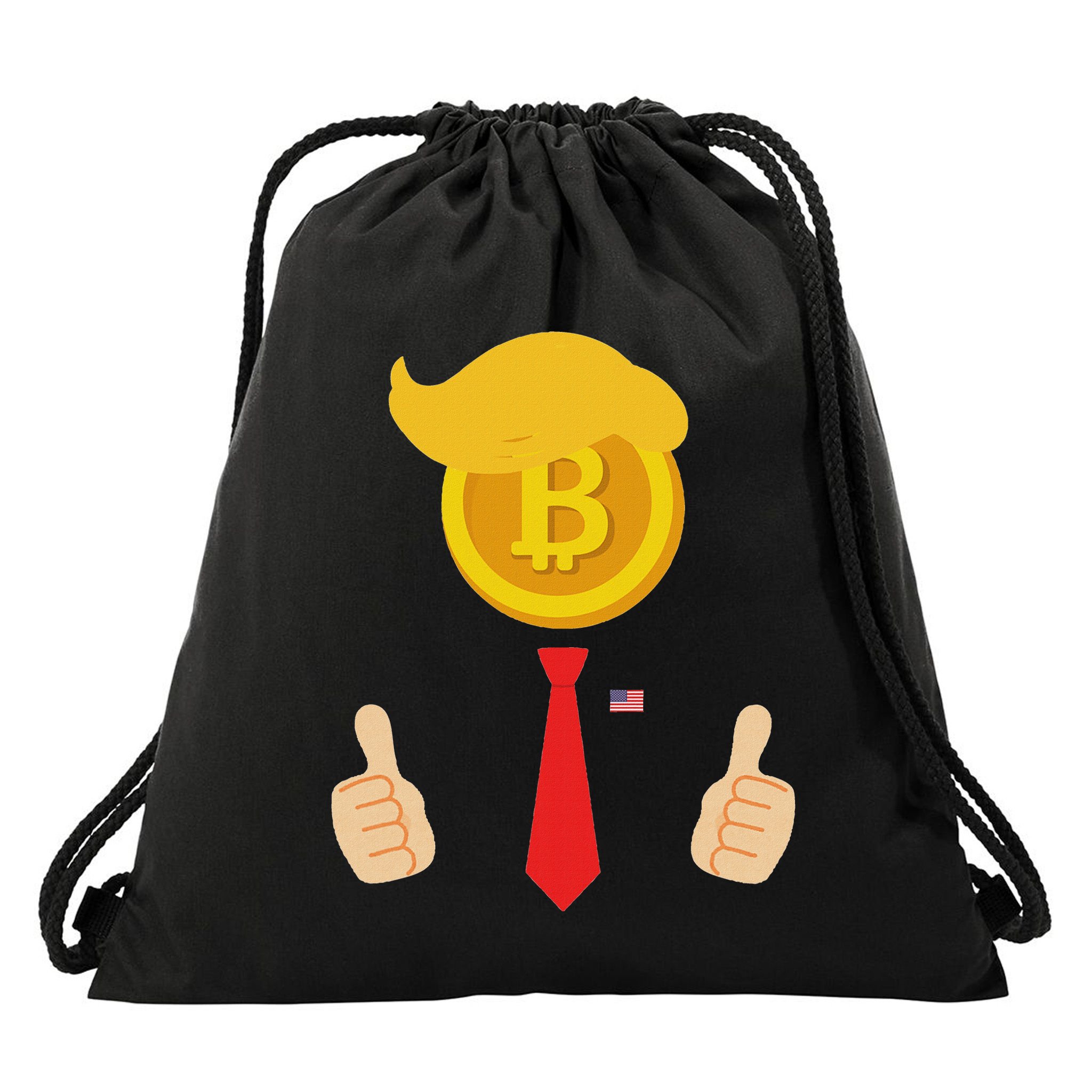 Bitcoin Trump Hair Cryptocurrency President Trump 45 47 Maga Drawstring Bag