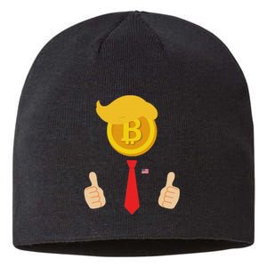 Bitcoin Trump Hair Cryptocurrency President Trump 45 47 Maga Sustainable Beanie