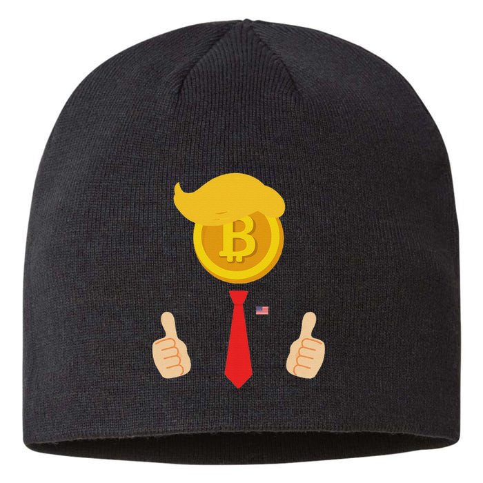 Bitcoin Trump Hair Cryptocurrency President Trump 45 47 Maga Sustainable Beanie