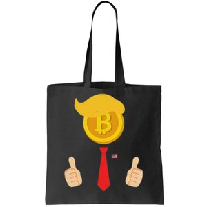 Bitcoin Trump Hair Cryptocurrency President Trump 45 47 Maga Tote Bag