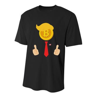 Bitcoin Trump Hair Cryptocurrency President Trump 45 47 Maga Youth Performance Sprint T-Shirt