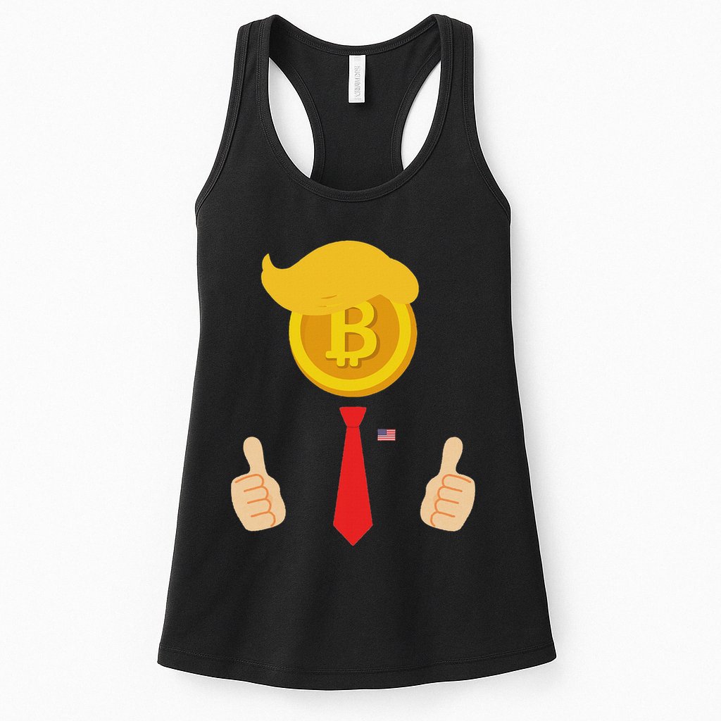 Bitcoin Trump Hair Cryptocurrency President Trump 45 47 Maga Womens Tank Top