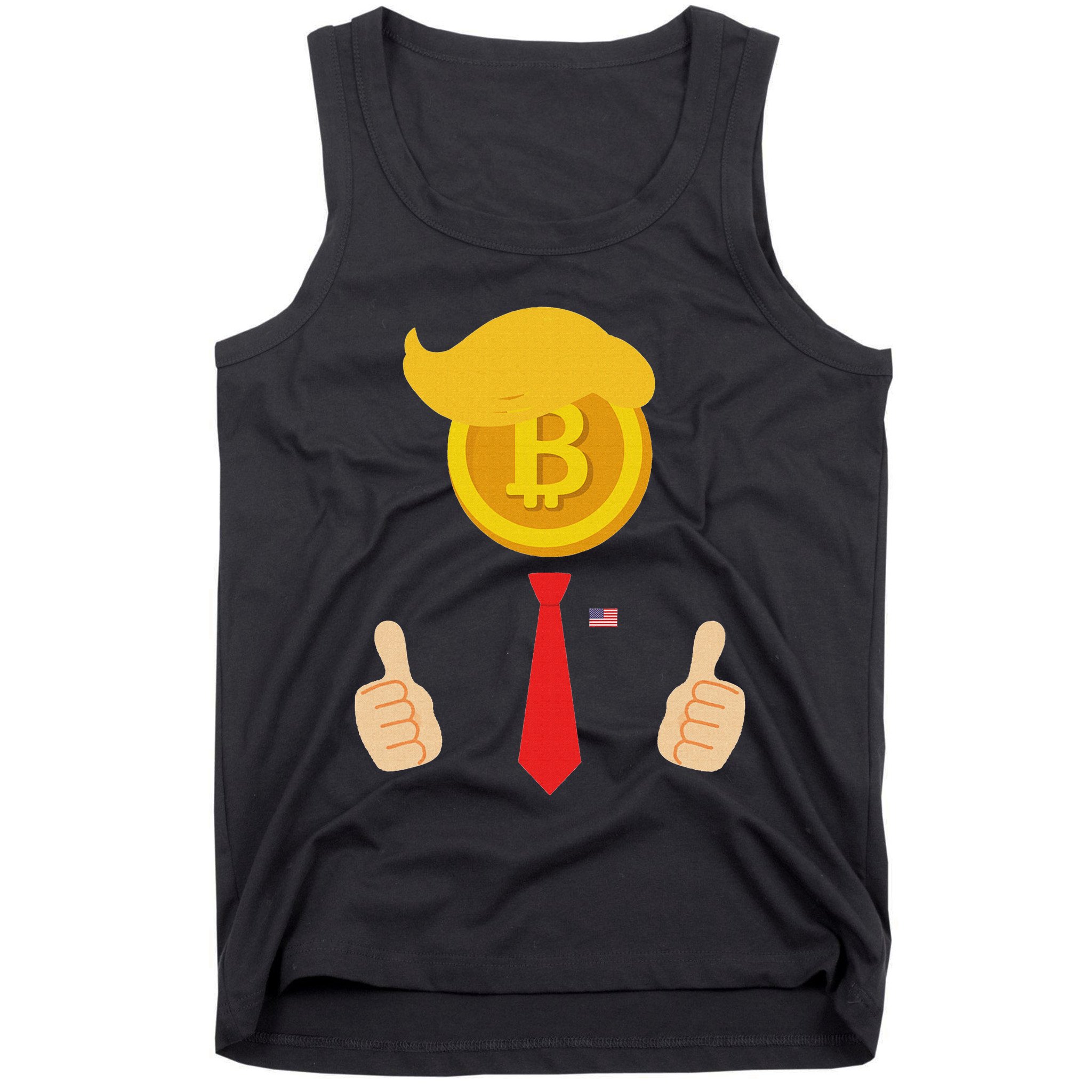Bitcoin Trump Hair Cryptocurrency President Trump 45 47 Maga Tank Top