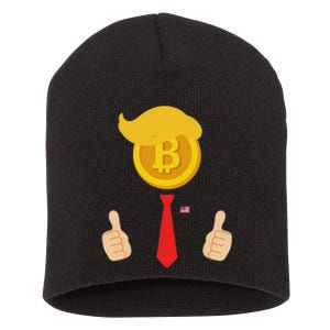 Bitcoin Trump Hair Cryptocurrency President Trump 45 47 Maga Short Acrylic Beanie