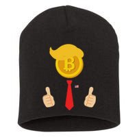 Bitcoin Trump Hair Cryptocurrency President Trump 45 47 Maga Short Acrylic Beanie