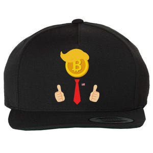 Bitcoin Trump Hair Cryptocurrency President Trump 45 47 Maga Wool Snapback Cap