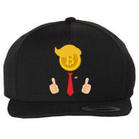 Bitcoin Trump Hair Cryptocurrency President Trump 45 47 Maga Wool Snapback Cap