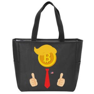 Bitcoin Trump Hair Cryptocurrency President Trump 45 47 Maga Zip Tote Bag