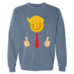 Bitcoin Trump Hair Cryptocurrency President Trump 45 47 Maga Garment-Dyed Sweatshirt