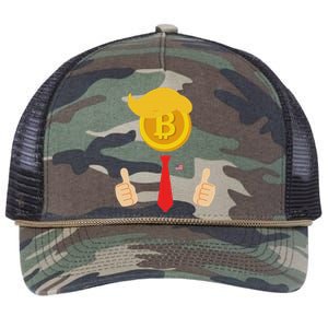 Bitcoin Trump Hair Cryptocurrency President Trump 45 47 Maga Retro Rope Trucker Hat Cap