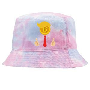 Bitcoin Trump Hair Cryptocurrency President Trump 45 47 Maga Tie-Dyed Bucket Hat