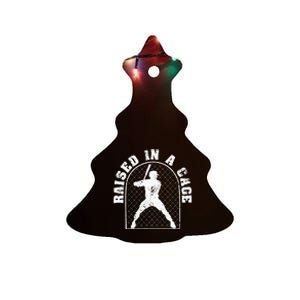 Baseball Training Homerun Batter Catcher Raised In A Cage Ceramic Tree Ornament