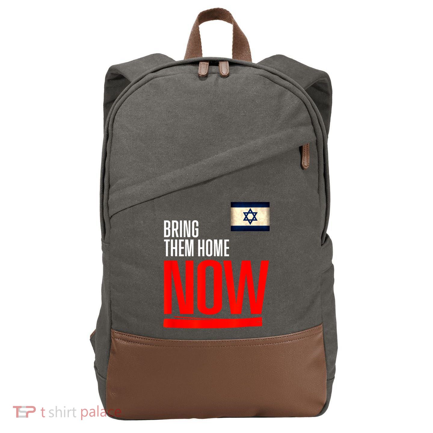 Bring Them Home Now! Stand With Israel Flag Cotton Canvas Backpack