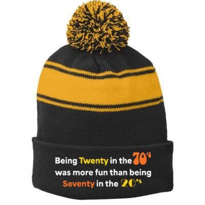 Being Twenty In The 70s Was Much More Fun Than Stripe Pom Pom Beanie