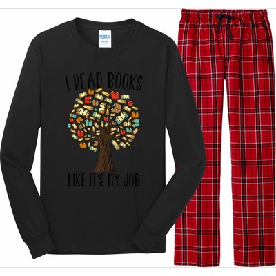 Book Tree I Read Books Like Its My Job Reading Book Lovers Gift Long Sleeve Pajama Set