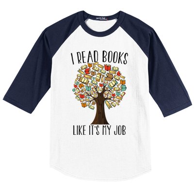 Book Tree I Read Books Like Its My Job Reading Book Lovers Gift Baseball Sleeve Shirt