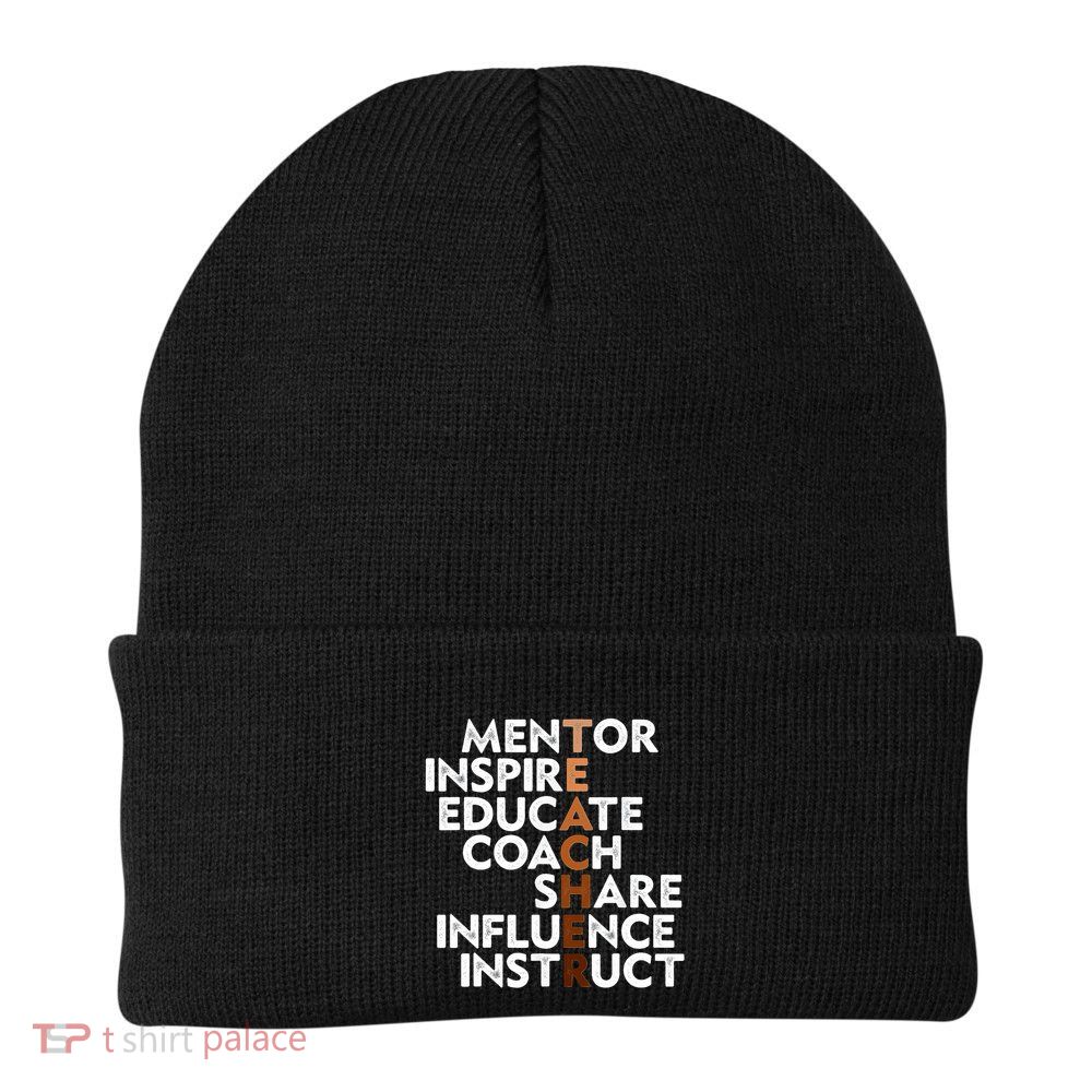 Black Teacher Inspiration Melanin African American Teachers Knit Cap Winter Beanie