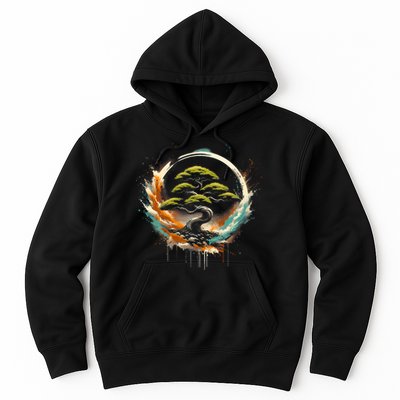 Bonsai Tree In Japanese Zen Buddhist Enso Circle Christmas Hoodie