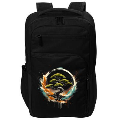 Bonsai Tree In Japanese Zen Buddhist Enso Circle Christmas Impact Tech Backpack