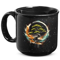 Bonsai Tree In Japanese Zen Buddhist Enso Circle Christmas 15oz Campfire Ceramic Mug