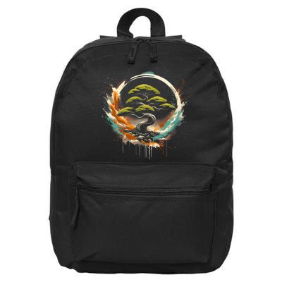 Bonsai Tree In Japanese Zen Buddhist Enso Circle Christmas 16 in Basic Backpack