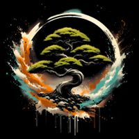 Bonsai Tree In Japanese Zen Buddhist Enso Circle Christmas 16 in Basic Backpack