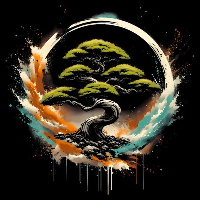 Bonsai Tree In Japanese Zen Buddhist Enso Circle Christmas 16 in Basic Backpack
