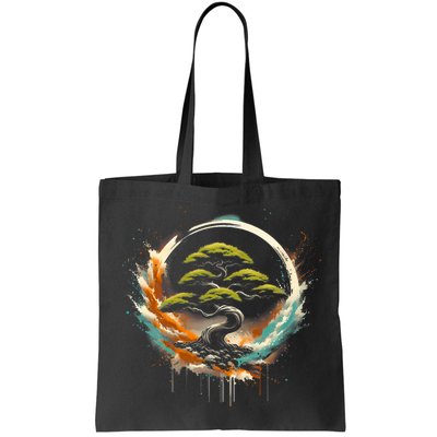 Bonsai Tree In Japanese Zen Buddhist Enso Circle Christmas Bag