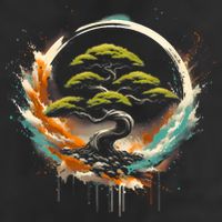 Bonsai Tree In Japanese Zen Buddhist Enso Circle Christmas Large Microfiber Waffle Golf Towel