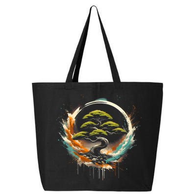 Bonsai Tree In Japanese Zen Buddhist Enso Circle Christmas 25L Jumbo Tote