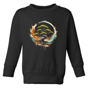 Bonsai Tree In Japanese Zen Buddhist Enso Circle Christmas Toddler Sweatshirt