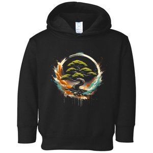 Bonsai Tree In Japanese Zen Buddhist Enso Circle Christmas Toddler Hoodie