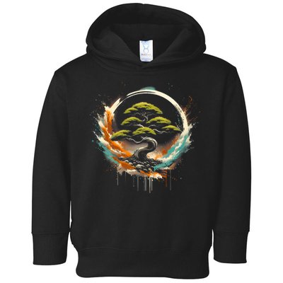 Bonsai Tree In Japanese Zen Buddhist Enso Circle Christmas Toddler Hoodie
