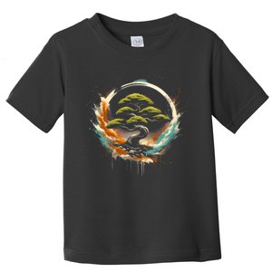 Bonsai Tree In Japanese Zen Buddhist Enso Circle Christmas Toddler T-Shirt