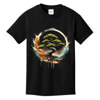 Bonsai Tree In Japanese Zen Buddhist Enso Circle Christmas Kids T-Shirt