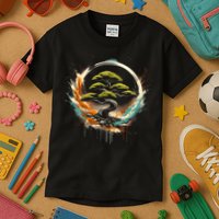 Bonsai Tree In Japanese Zen Buddhist Enso Circle Christmas Kids T-Shirt