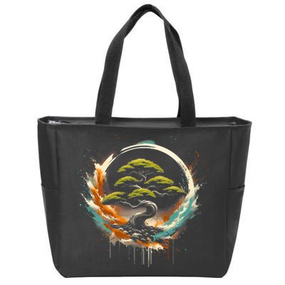 Bonsai Tree In Japanese Zen Buddhist Enso Circle Christmas Zip Tote Bag