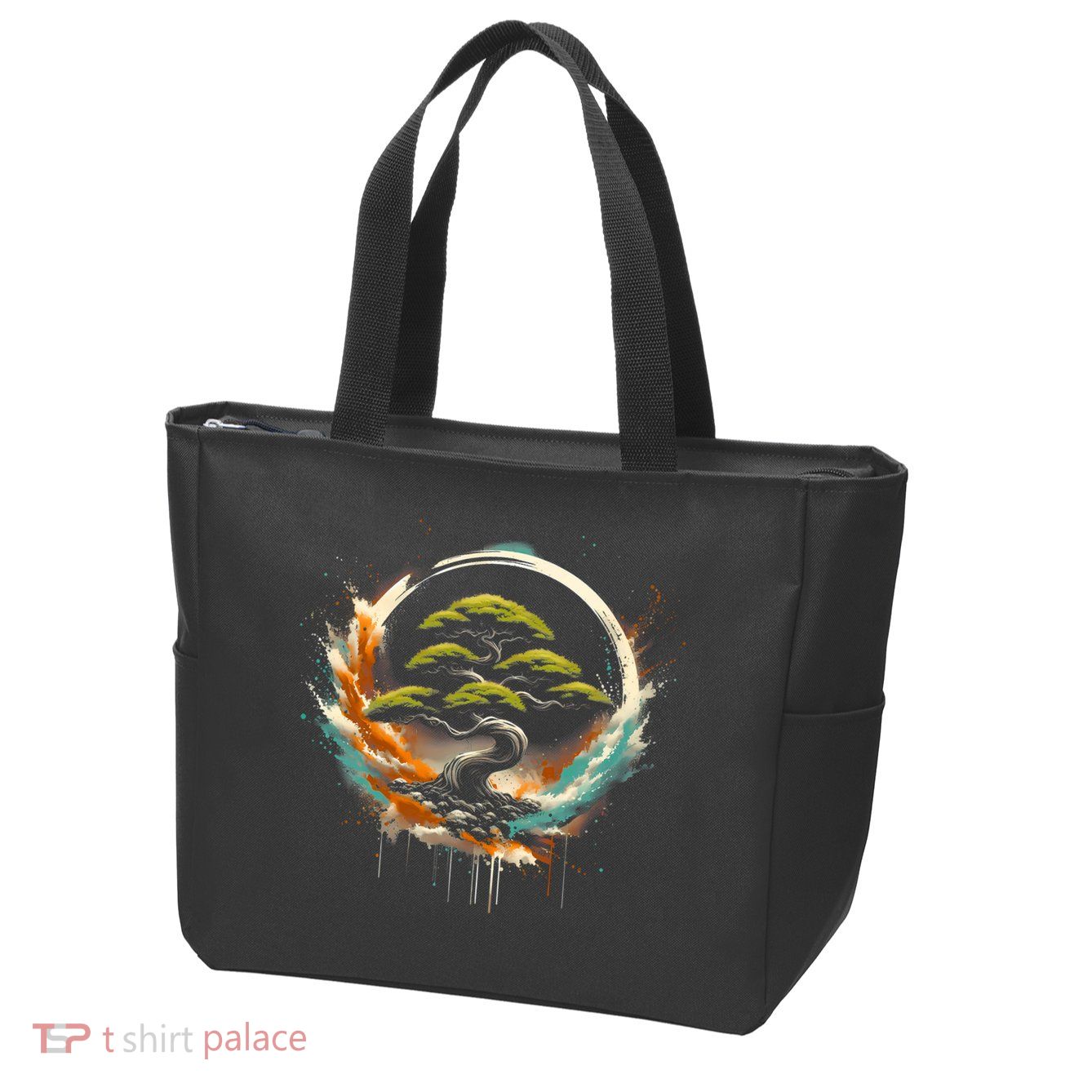 Bonsai Tree In Japanese Zen Buddhist Enso Circle Christmas Zip Tote Bag