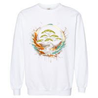 Bonsai Tree In Japanese Zen Buddhist Enso Circle Christmas Garment-Dyed Sweatshirt