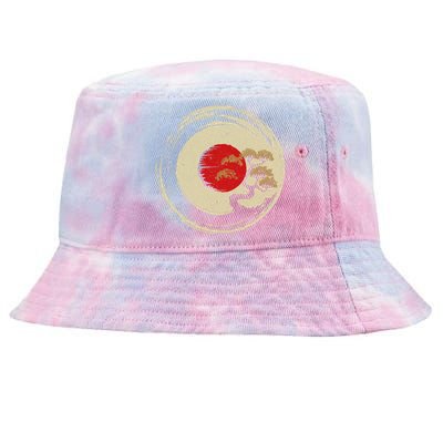 Bonsai Tree In Japanese Zen Buddhist Enso Circle Gift Tie-Dyed Bucket Hat